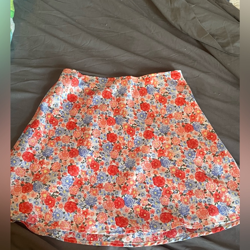 Floral printed elastic waist skirt